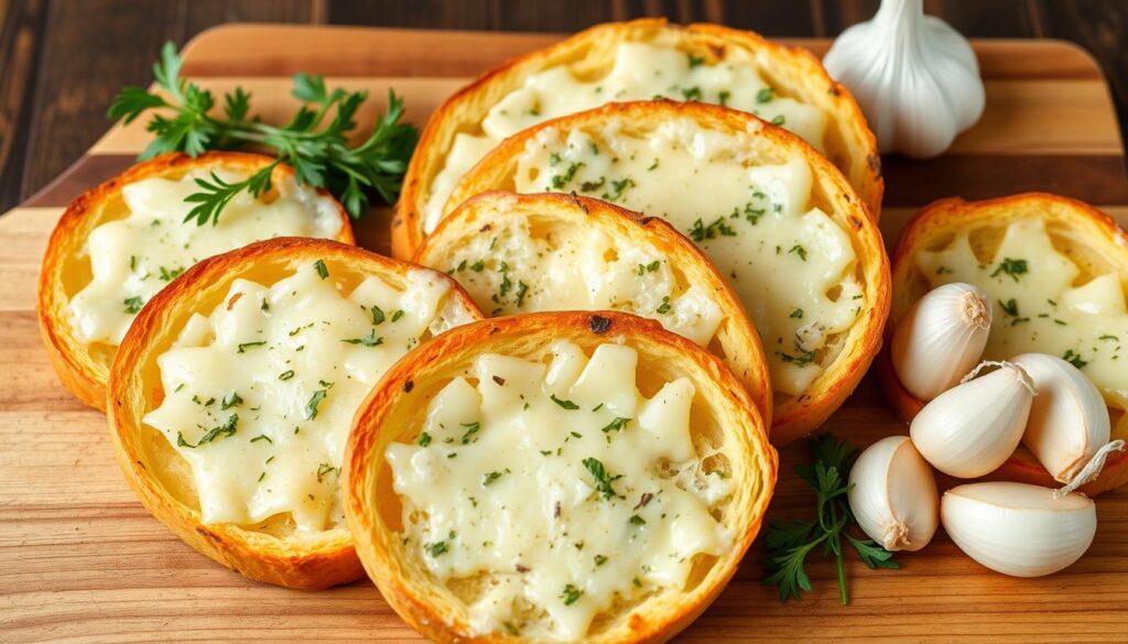 Homemade garlic bread sliced and ready