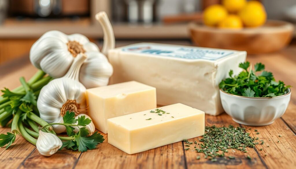Ingredients for garlic butter bread